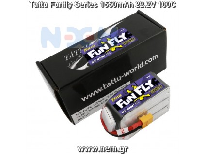 Tattu Funfly Series 1550mAh 22.2V 100C 6S1P Lipo Battery Pack with XT60 plug
