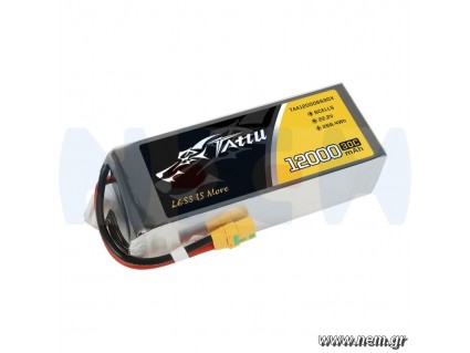 Tattu 12000mAh 22.2V 30C 6S1P UAV Lipo Battery Pack with XT90 plug