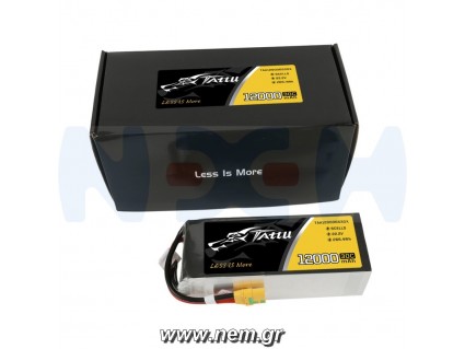 Tattu 12000mAh 22.2V 30C 6S1P UAV Lipo Battery Pack with XT90 plug