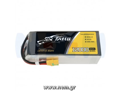 Tattu 12000mAh 22.2V 30C 6S1P UAV Lipo Battery Pack with XT90 plug