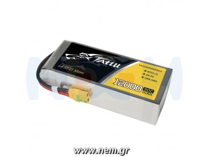 Tattu 12000mAh 22.2V 30C 6S1P UAV Lipo Battery Pack with XT90 plug
