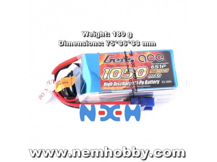 Gens ace 1050mAh 22.2V 45C 6S1P Lipo Battery Pack