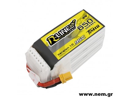Tattu R-Line 650mAh 95C 22.2V 6S1P Lipo Battery Pack with XT30U-F Plug