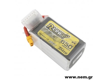 Tattu R-Line 650mAh 95C 22.2V 6S1P Lipo Battery Pack with XT30U-F Plug