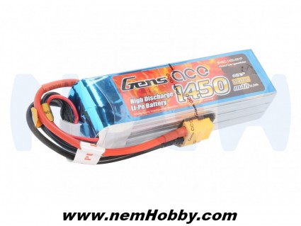 Gens Ace 1450mAh 22.2V 45C 6S1P Lipo Battery Pack