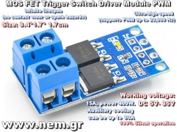 Relay Module Solid State Dual MOSFET 15A 400W High-Power PWM Switch (DC 5V–36V)